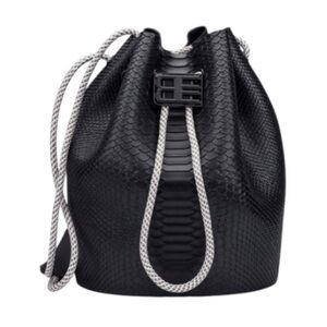 Melissa Bag faux Black Snakeskin Bucket + Baja East Drawstring